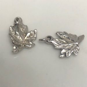 Maple leaf sterling silver vintage‎ pendant bracelet charm